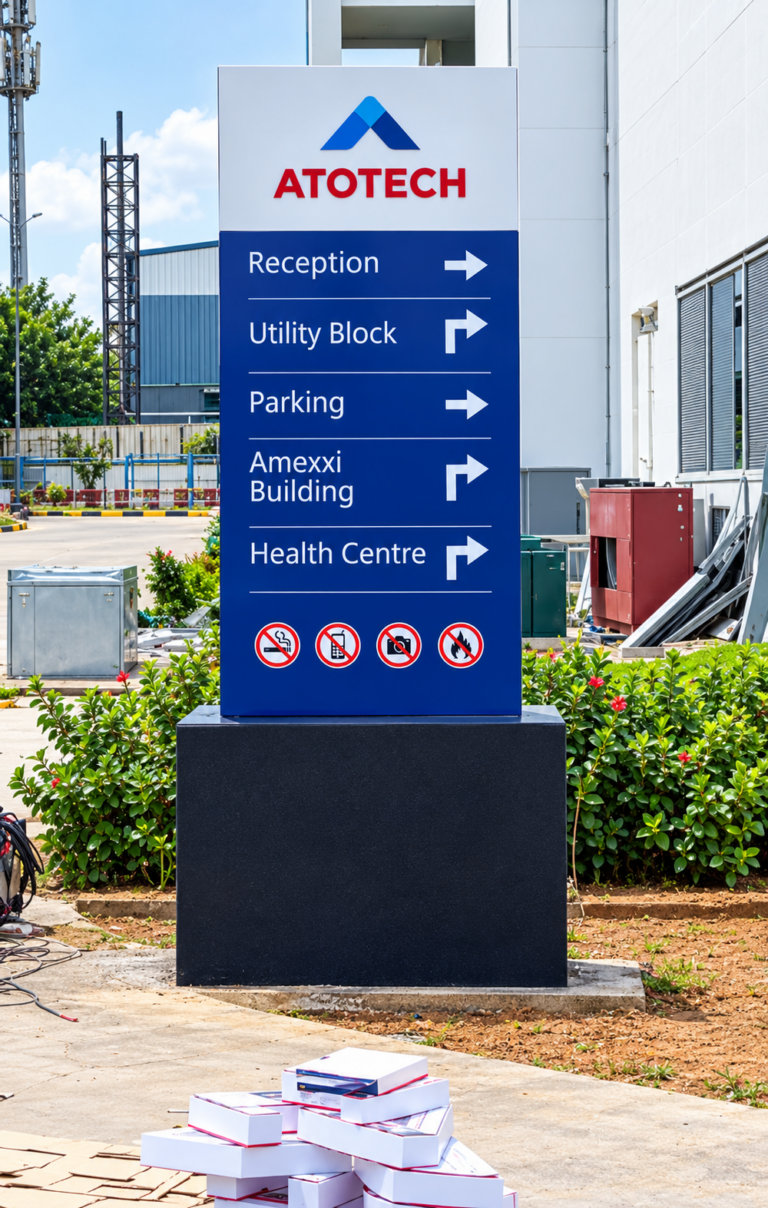 Pylon sign fabrication and installation by Bright Signage Hub in Nairobi, Kenya.