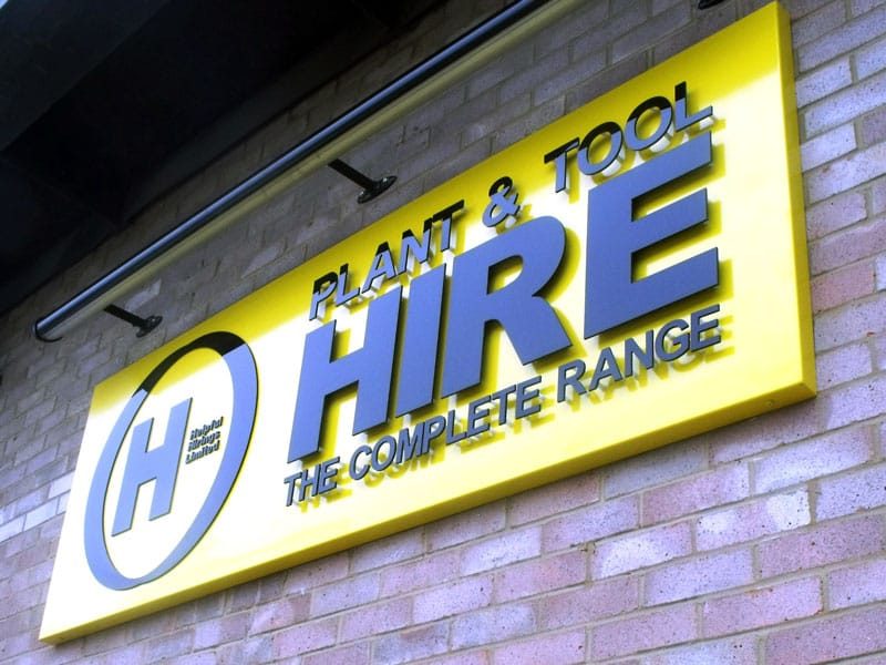 Illuminated lightbox sign for a tool hire shop, Nairobi