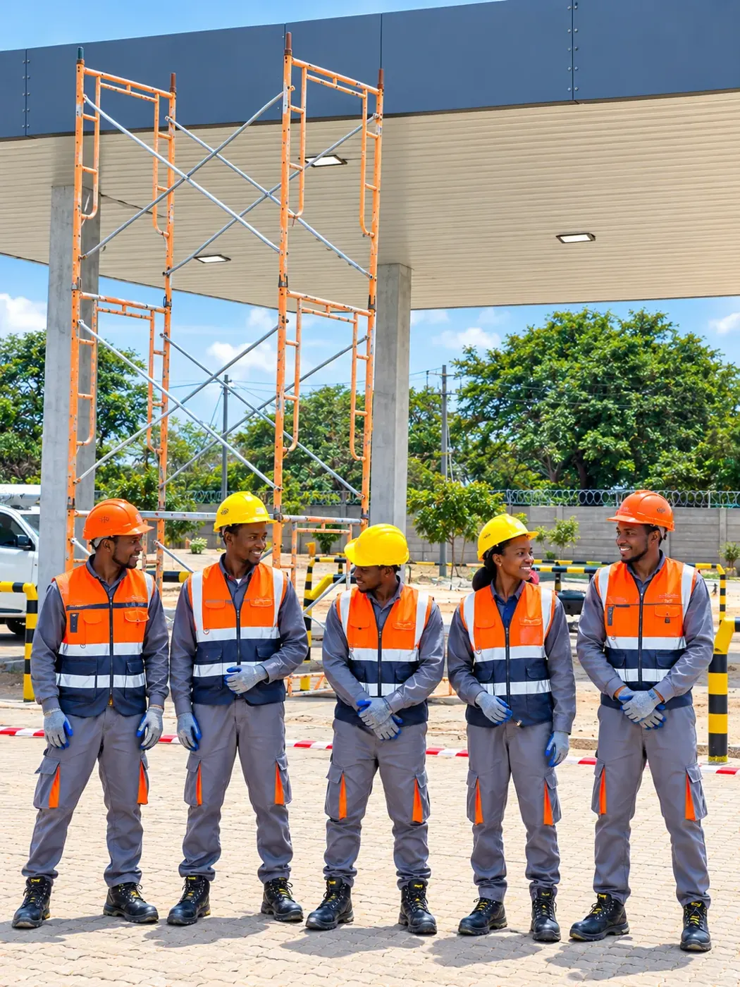 Bright Signage Hub Kenya technical team installing signage on site