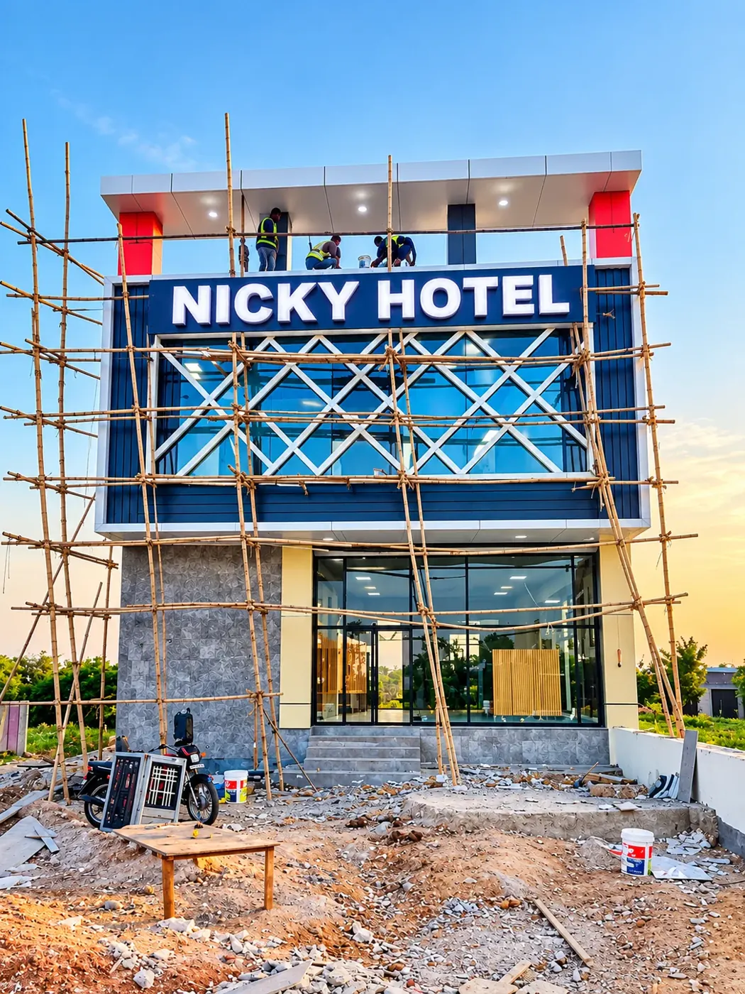 Nicky Hotel 3D signage installation by Bright Signage Hub Kenya
